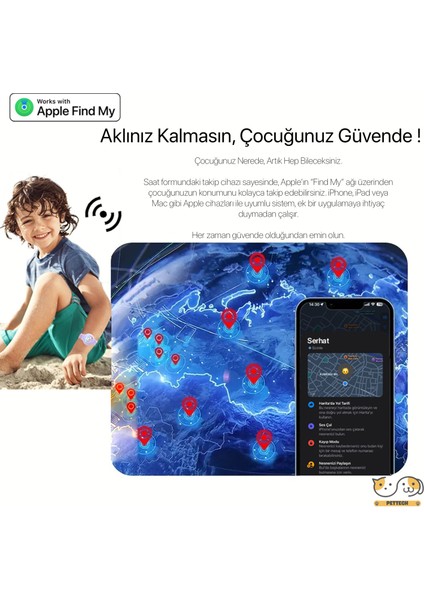 Çocuklar Için Apple AirTag Bileklik – Su Geçirmez & Ayarlanabilir