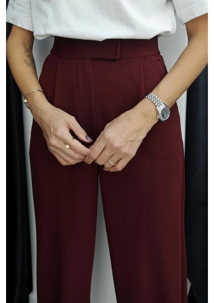 Cırtlı Palazzo Pantolon 1353 - Bordo fiyatları