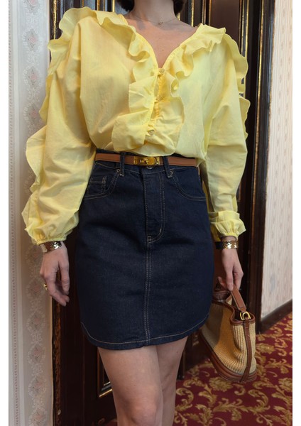 Premium Denim Etek- Koyu Lacivert fırsatları