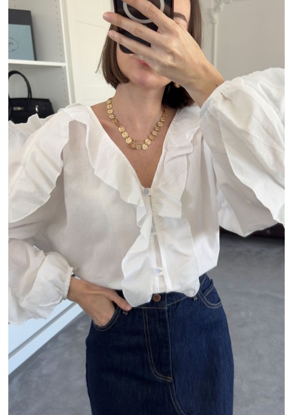 Vual Bağlamalı Orj Gömlek- Beyaz fiyatları
