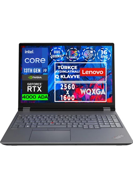 Mws Thinkpad P16 G2 I9-13980HX 64GB 4tb SSD 12 GB RTX4000 Ada 16" Wqxga W11P 21FA0005TX 005