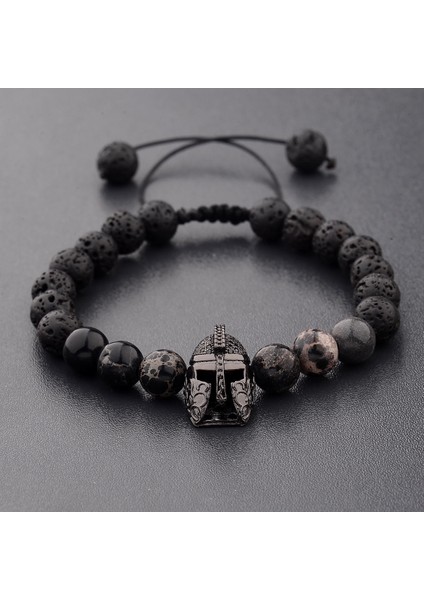 El Yapımı Volkanik Taş Kaymaktaşı Boncuk Bilezik Erkekler Için Retro 10/8mm Elastik Boncuk Çift Bilezik (Yurt Dışından)