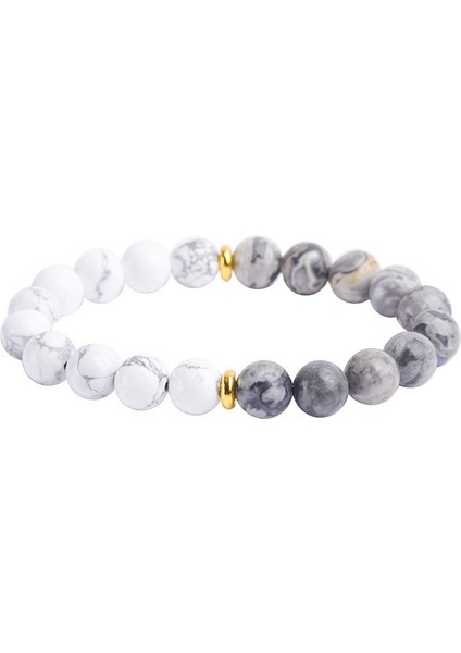 El Yapımı Volkanik Taş Kaymaktaşı Boncuk Bilezik Erkekler Için Retro 10/8mm Elastik Boncuk Çift Bilezik (Yurt Dışından)