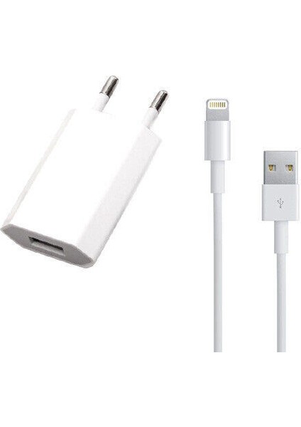 M2 Tec 2'si 1 Arada Şarj Seti Apple iPhone Ipod ve iPad Modelleri Lightning Usb-A Için Şarj Kablosu Beyaz 5W 1A 100CM