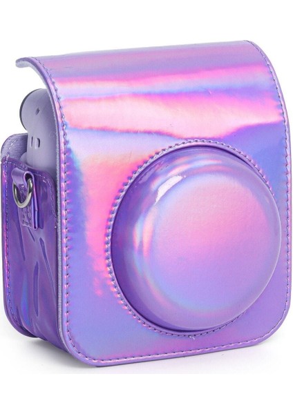 Instax Mini 12 Makine Uyumlu Lila Parlak Deri Kılıf