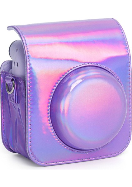 Instax Mini 12 Makine Uyumlu Lila Parlak Deri Kılıf