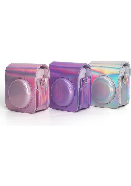 Instax Mini 12 Makine Uyumlu Lila Parlak Deri Kılıf