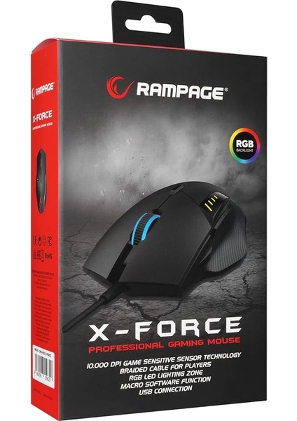 SMx-R83 x-Force USB Siyah 10000 Dpi RGB Aydınlatmalı Gaming Oyuncu Mouse