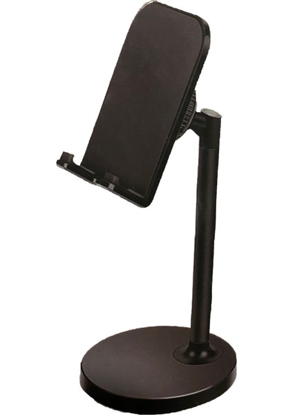 Siyah Telefon Tablet Standı (Sert Hafif Pilastik MALZEME+360° Döner Başlık+Stabil Ağırlık Dengeli)