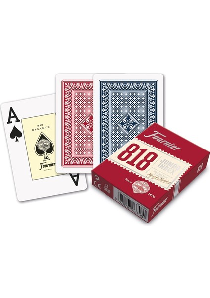 Fournier Poker Oyun Kartları Nº 818, Jumbo Endeks-Kırmızı fiyatları