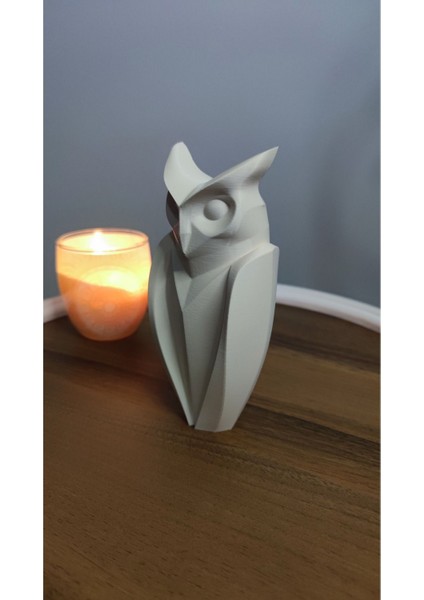 Baykuş Dekoratif Biblo Hediyelik Ev Dekorasyonu 16 cm Kemik Beyazı fırsatları
