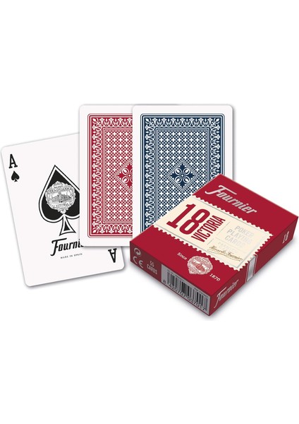 Fournier Poker Oyun Kartları Nº 18, Standart Endeks-Kırmızı fiyatları