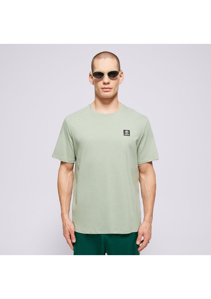 Woven Badge Erkek Yeşil Yuvarlak Yaka Tişört
