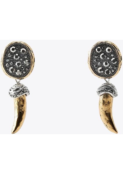 Parlak Taşlı Boynuz Küpe