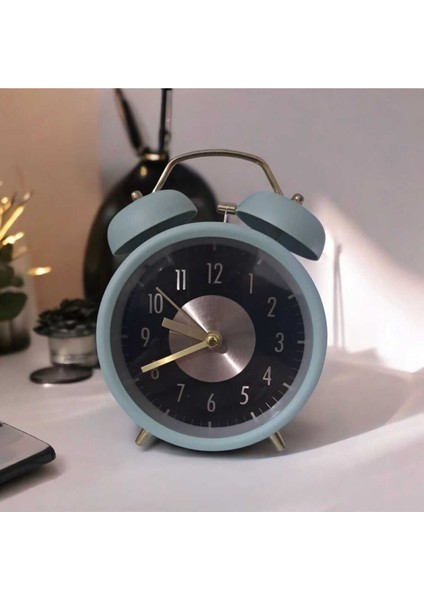 Retro Yüksek Sesli Çift Çanlı Çalar Saat, Büyük Kadranlı, Analog Alarmlı Masa Saati