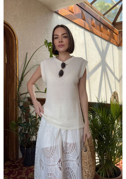 Orj Triko Süveter- Ekru modelleri