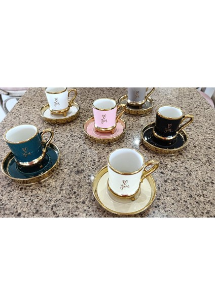 Paçi Noemi Renkli Yaldızlı Kahve Fincanı 6'lı Set. modelleri