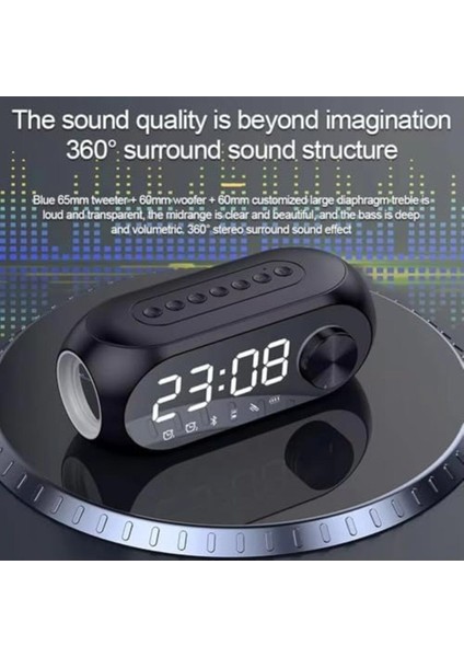 Çağur Bluetooth Dijital Masa Saati Fm Radyo + Tf Kart + Aux + Saat Alarm Hoparlör Şarjlı Yeni 1