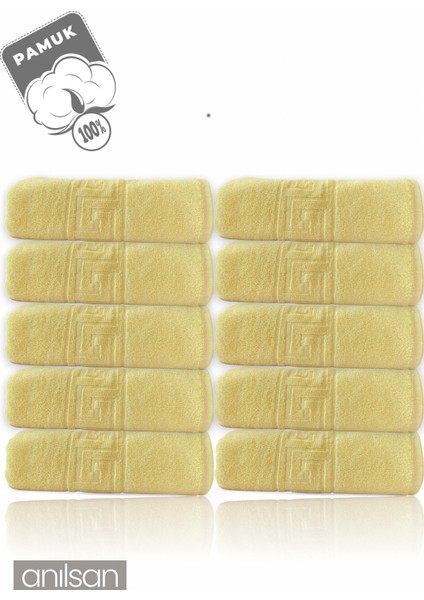 100'LÜ Greek Sarı Banyo Havlusu - 70 x 140 cm , 490 Gr, PAMUK, Spa ve Otel Havlusu (10 Adet)