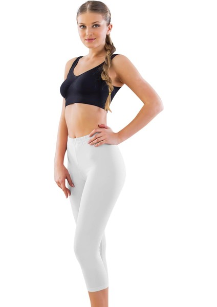 Beyaz Mı Emay 7600 Likralı Kapri Tayt