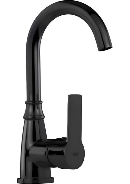 Alamera Pro Kuğu Lavabo Bataryası Siyah - Su Tasarruflu, Modern Tasarım, Uzun Ömürlü Kullanım