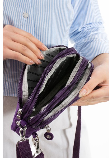 M 231 Mega Bag Krinkıl Kumaş El Omuz Çantası, Telefonluk (Yatay), Clutch