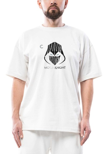 Moon Knight Logo Oversize Beyaz Tişört Oversize Beyaz Tişört