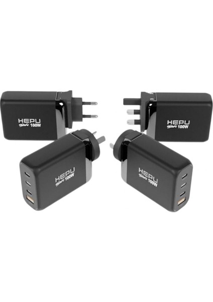 HP-304 100WATT Gan Şarj Adaptörü 4-Port Fast Charger Hızlı Seyehat Adaptörü Universal Pd3.0 Qualcomm Qc4+