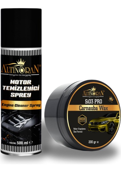 Kapsamlı Bakım Seti: Susuz Motor Temizleyici Sprey 500ML & Sio3 Pro Hibrit Seramik Cila 200GR (Motor/boya Koruma & Parlaklık)