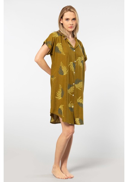 Kadın Desenli Dokuma Düğmeli Elbise fırsatları