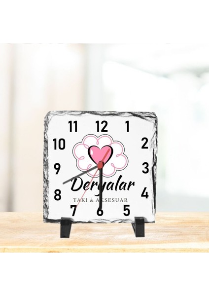 Firmalara Özel Logolu Masa Üstü Taş Saat 20 x 20 cm
