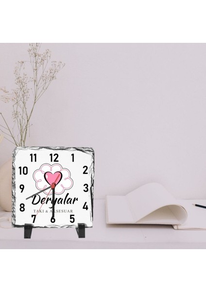 Firmalara Özel Logolu Masa Üstü Taş Saat 20 x 20 cm