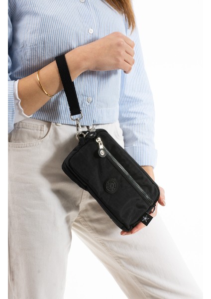 M 231 Mega Bag Krinkıl Kumaş El Omuz Çantası, Telefonluk (Yatay), Clutch