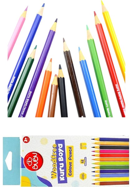 Bubu 3 Lü Boyama Seti Kuru-Sulu ve Pastel Boyama Seti 12 Şer Renk fiyatları