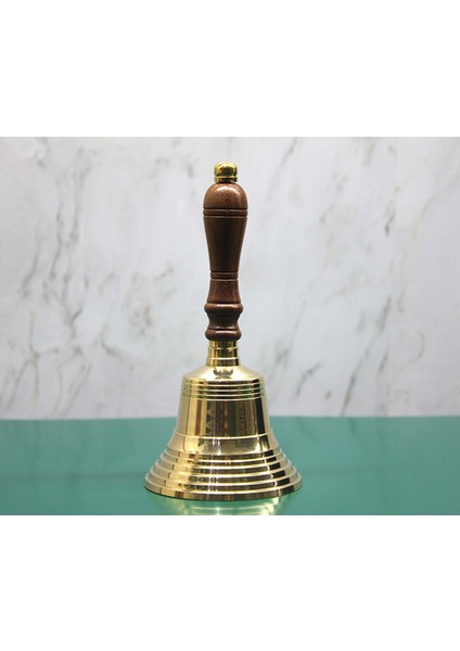 Ağaç Saplı Pirinç Masa Çanı 17cm