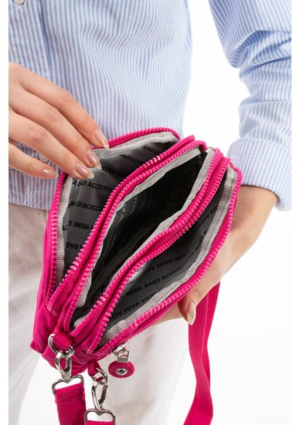M 231 Mega Bag Krinkıl Kumaş El Omuz Çantası, Telefonluk (Yatay), Clutch