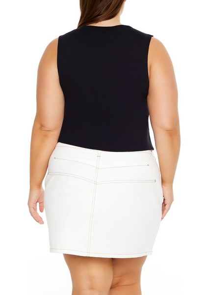 Plus Size Kolsuz Düğmeli Yelek