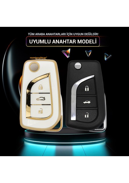 Corolla Avensis 3 Buton Sustalı Nano Anahtar Kılıfı Beyaz fiyatları
