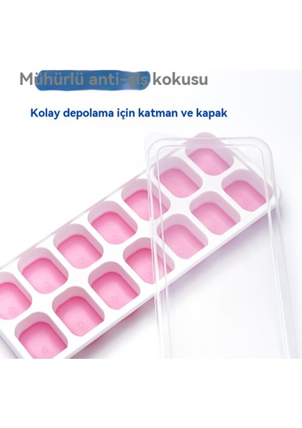 Kapaklı 14 Kare Silikon Yumuşak Alt Kalıp Buz Üreticisi (Yurt Dışından)