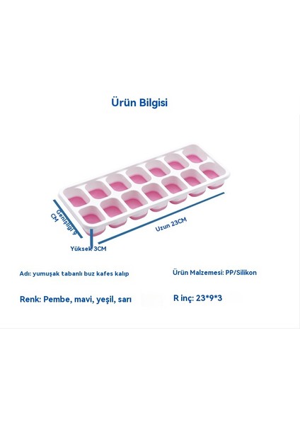 Kapaklı 14 Kare Silikon Yumuşak Alt Kalıp Buz Üreticisi (Yurt Dışından)