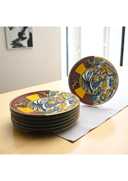 İki Desenli Canga 6'lı Pasta Tabağı fiyatları