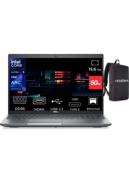 Latitude 5550 Ultra 5 125U N007L555015EMEA-024 24GB 512GB Intel Arc Windows 11 Pro 15.6" Full Hd Taşınabilir Bilgisayar