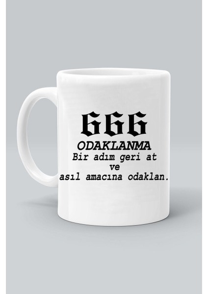 666 Melek Sayıları Odaklanma Baskılı Beyaz Klasik Kupa Bardak