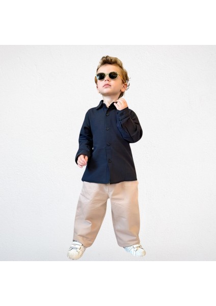 Keten Siyah Gömlek ve Gabardin Bej Pantolon Takım fiyatları