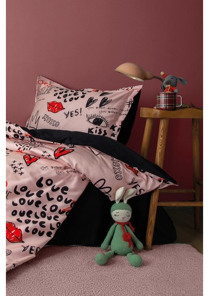 Xoxo 210 Tc (83 Tel) Dijital Pamuk Saten Tek Kişilik Nevresim Takımı