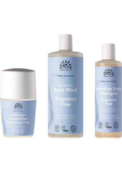 Find Balance Kokusuz Şampuan 250 ml - Duş Jeli 500 ml - Roll-On 75 ml - Hassas Ciltler Için