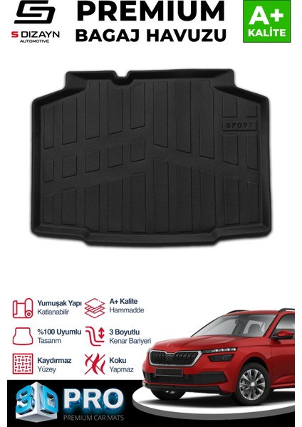 Skoda Kamiq 3D Pro Bagaj Havuzu 2019 Üzeri A+ Kalite
