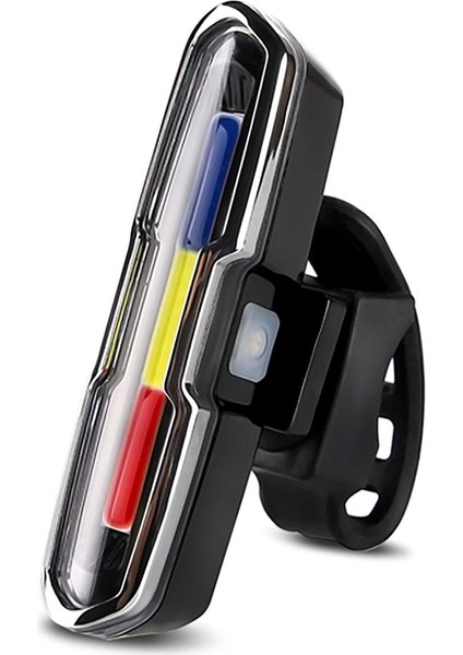 Bisiklet LED Ikaz Uyarı Fener Mavi Kırmızı Beyaz Çakarlı USB Şarjlı Stop Lambası