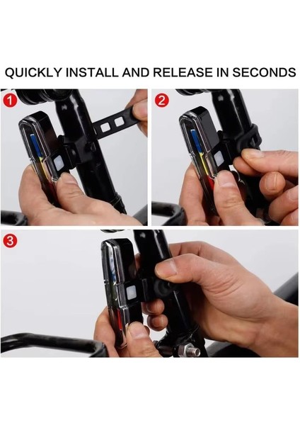 Bisiklet LED Ikaz Uyarı Fener Mavi Kırmızı Beyaz Çakarlı USB Şarjlı Stop Lambası