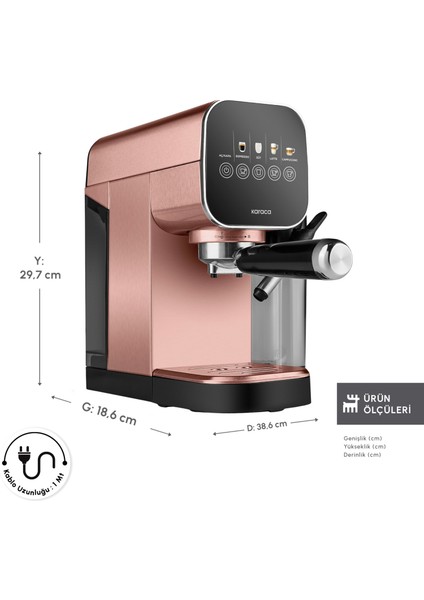 Mycaffee Barista S20 Entegre Süt Hazneli Otomatik Espresso ve Latte Makinesi Copper